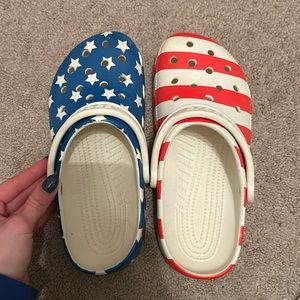 Barley Worn American flag crocs